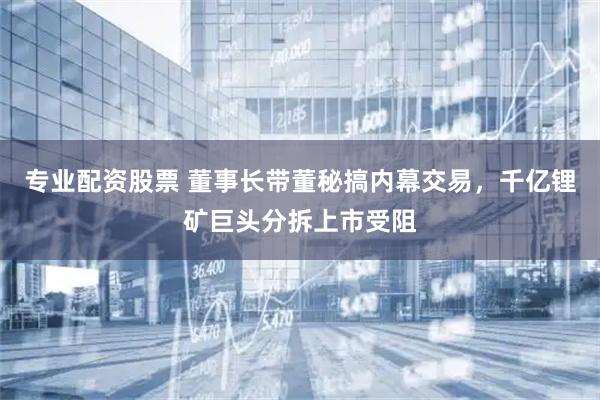 专业配资股票 董事长带董秘搞内幕交易，千亿锂矿巨头分拆上市受阻